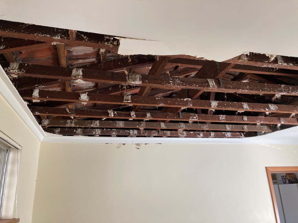 Ceiling Removed Showing Roof Frame Structure